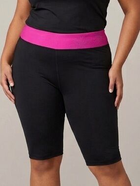 😍SHOW SPECIAL ATHLETIC WORKS Black & Pink Waistband Stretch Leggings 15” inseam